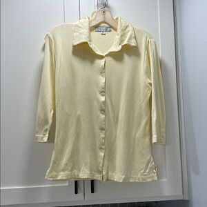 Vintage Caroline Taylor 3/4 Yellow Button-Up Shirt NOS